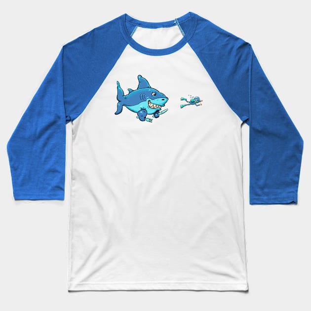 shark and diver Baseball T-Shirt by vanpaul54